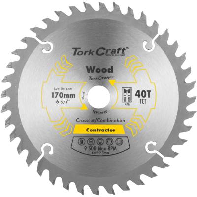 BLADE CONTRACTOR 170 X 40T 20/16 CIRCULAR SAW TCT — image 1