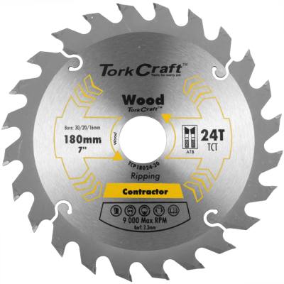 BLADE CONTRACTOR 180 X 24T 30/20/16 CIRCULAR SAW TCT — image 1