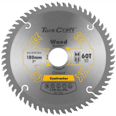 BLADE CONTRACTOR 180 X 60T 30/20/16 CIRCULAR SAW TCT — image 1