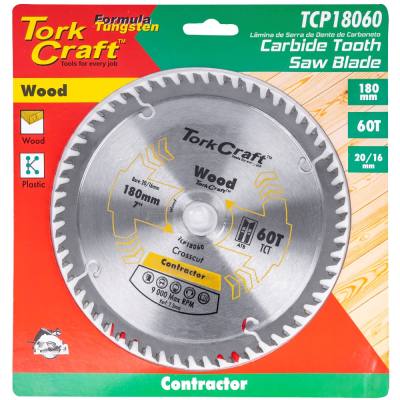 BLADE CONTRACTOR 180 X 60T 20/16 CIRCULAR SAW TCT — image 1