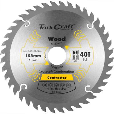 BLADE CONTRACTOR 185 X 40T 30/20/16/1 CIRCULAR SAW TCT — image 1
