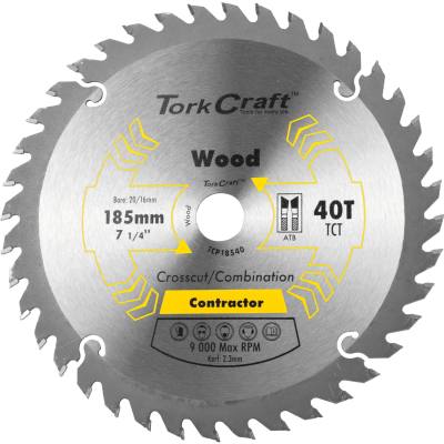 BLADE CONTRACTOR 185 X 40T 20/16 CIRCULAR SAW TCT — image 1