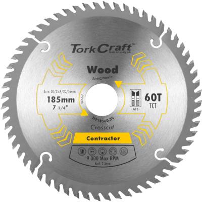 BLADE CONTRACTOR 185X60T 30/20/16/1 CIRCULAR SAW TCT — image 1