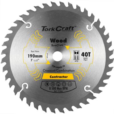 BLADE CONTRACTOR 190 X 40T 16MM CIRCULAR SAW TCT — image 1