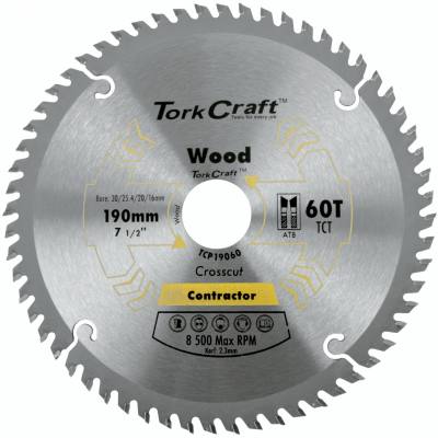 BLADE CONTRACTOR 190 X 60T 30/1/20/16 CIRCULAR SAW TCT — image 1