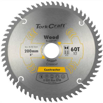 BLADE CONTRACTOR 200 X 60T 30/20/16 CIRCULAR SAW TCT — image 1