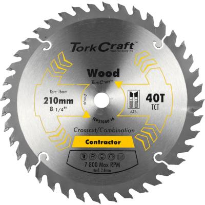BLADE CONTRACTOR 210 X 40T-16mm CIRCULAR SAW TCT — image 1