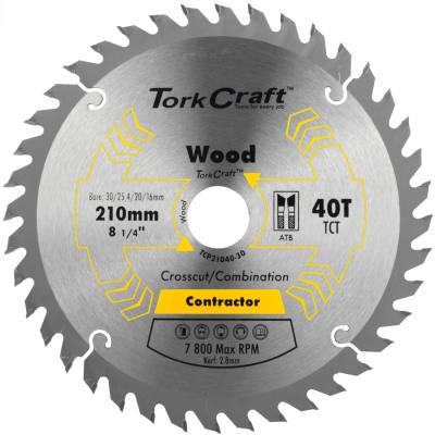 BLADE CONTRACTOR 210 X 40T 30-1-20-16 CIRCULAR SAW TCT — image 1