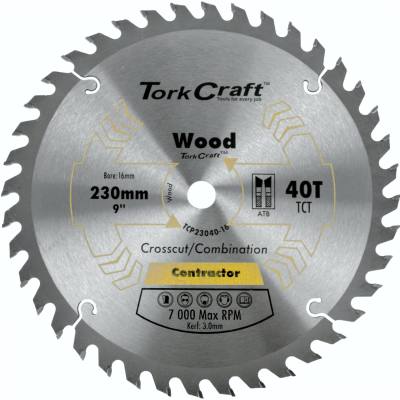 BLADE CONTRACTOR 230 X40T 16MM CIRCULAR SAW TCT — image 1