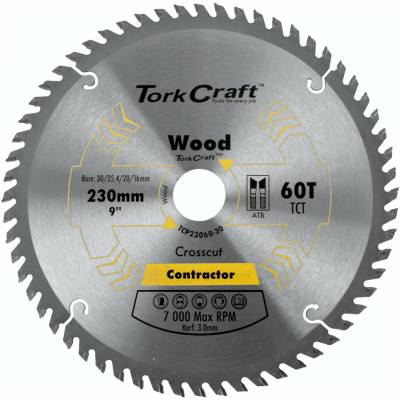 BLADE CONTRACTOR 230 X 60T 30/1/20/16 CIRCULAR SAW TCT — image 1