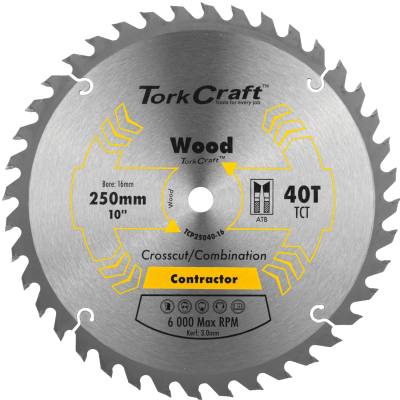 BLADE CONTRACTOR 250 X 40T 16MM CIRCULAR SAW TCT — image 1