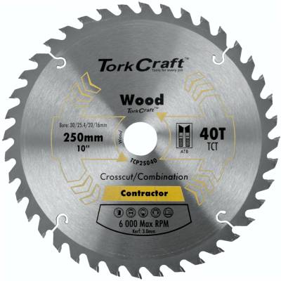BLADE CONTRACTOR 250 X 40T 30/1/20/16 CIRCULAR SAW TCT — image 1