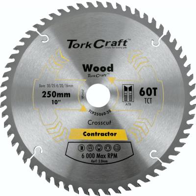 BLADE CONTRACTOR 250 X 60T 30/20/16 CIRCULAR SAW TCT — image 1
