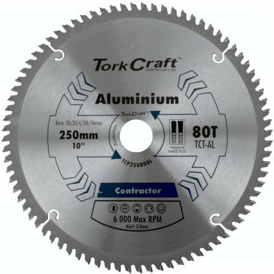 BLADE CONTRACTOR ALUM 250 X 80T TCG NEG 30MM CIRCULAR SAW TCT — image 1