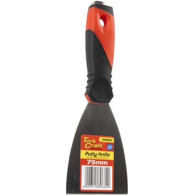 PUTTY KNIFE 75MM S/STEEL BLADE SOFT GRIP STEEL CAP — image 1