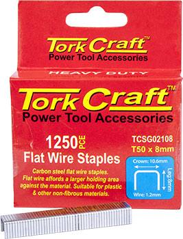 FLAT WIRE STAPLE 16G X 10.6MM X 8MM T50 1250PC C/STEEL FOR TCSG0210 — image 1
