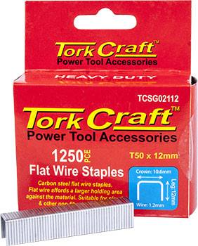 FLAT WIRE STAPLE 16G X 10.6MM X 12MM T50 1250PC C/STEEL FOR TCSG0210 — image 1