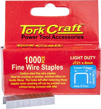 FLAT WIRE STAPLE 21G X 0.7MM X 6MM JT21 1000PC C/STEEL FOR TCSG0500 — image 1