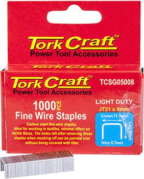 FLAT WIRE STAPLE 21G X 0.7MM X 8MM JT21 1000PC C/STEEL FOR TCSG0500 — image 1