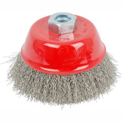 WIRE CUP BRUSH 100 X M14 CRIMPED STAINLESS STEEL TCW — image 1
