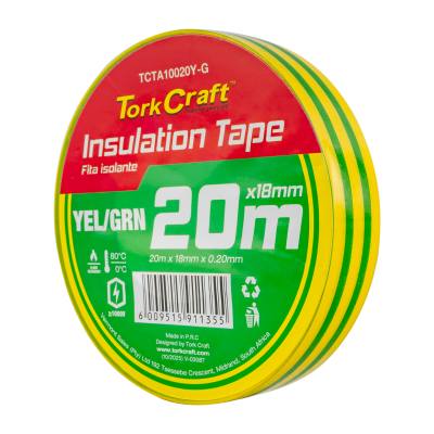 0.20MMX18MMX20M YELLOW AND GREEN INSULATION TAPE — image 1