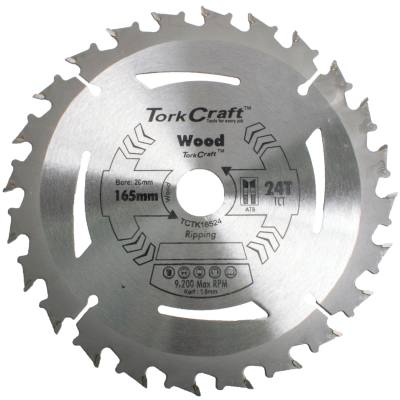 TCT SAW BLADE 165MM X 1.6MM X 20MM X 24T WOOD THIN KERF — image 1