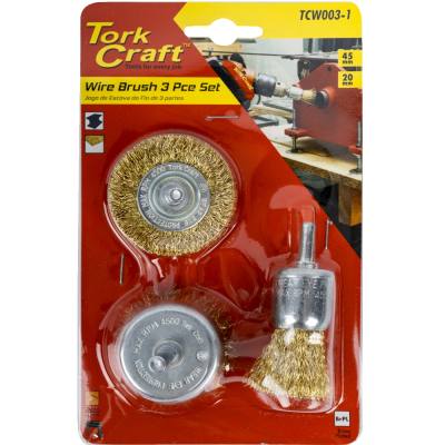 WIRE BRUSH SET 3PCE WITH 6MM SHAFT END/CIRC/CUP — image 1
