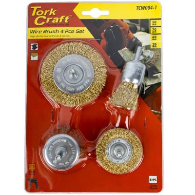 WIRE BRUSH SET 4PCE WITH SHAFT END/CUP/CIRC — image 1