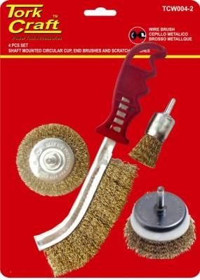 WIRE BRUSH SET 4PCE WITH HAND BRUSH — image 1