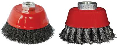 WIRE CUP BRUSH 75MM x M14 CRIMPED & KNOTTED SET 2PCE FOR115 ANGLE GRI — image 1