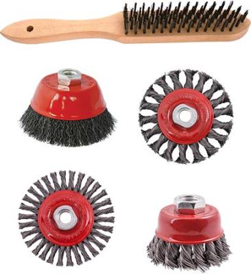 WIRE BRUSH ANGLE GRINDER KIT M14 CRIMPED & KNOTTED SET 5PCE HAND BRUSH — image 1