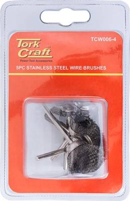 WIRE BRUSHES MINI 5PC STAINLESS STEEL 3.2mm SHAFT ASSORTED SHAPES — image 1