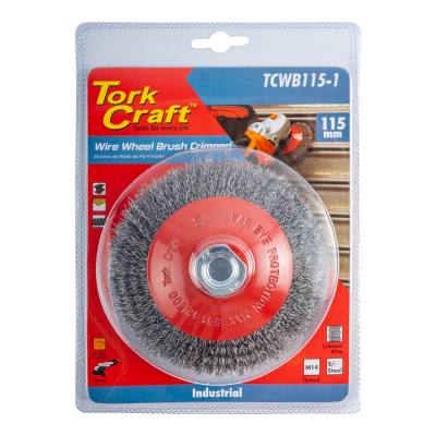 WIRE WHEEL BRUSH CRIMPED BEVEL PLAIN 115MMXM14 BLISTER — image 1