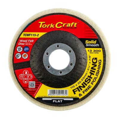FELT DISC WOOL SMOOTH 115MM X 22.23MM TCFD POLISHING — image 1