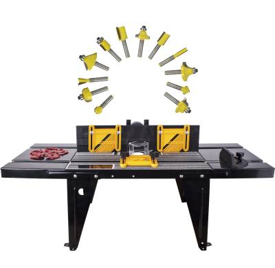 ROUTER TABLE RT001 C/W 12PC 1/4 SHANK ROUTER BIT SET DY012B AG — image 1