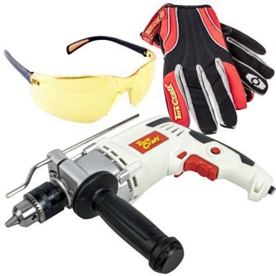 IMP. DRILL 13MM TCID0850 + SAFETY EYEWEAR B5173 + GL22 MECHANICS GLOVE — image 1