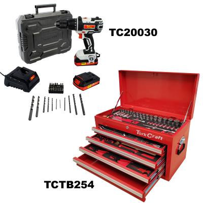 IMP DRILL DRIVER 20V 13MM & CANTILEVER TOOL BOX 254PC COMBO — image 1